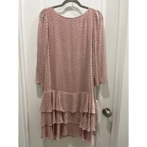 Blumarine Blush Pink Polka Dot Sheer Tiered Skirt Dress Sz 42